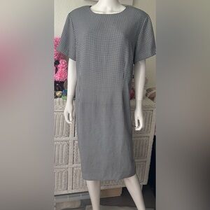Elizabeth by Liz Claiborne shift dress houndstooth pattern black & white Size 18